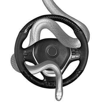 

Leather Car Steering Wheel Cover Universal Steering Wheel Covers for Automobile 15 inch 38cm Steering-Wheel Black