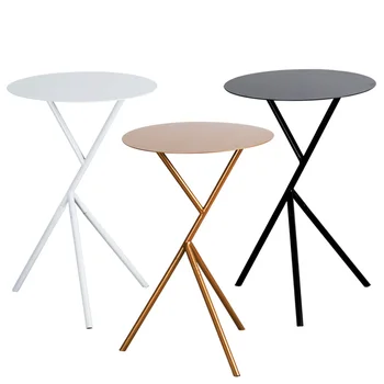 

Nordic minimalist modern creative wrought iron coffee table living room sofa side corner gold small round table small side table