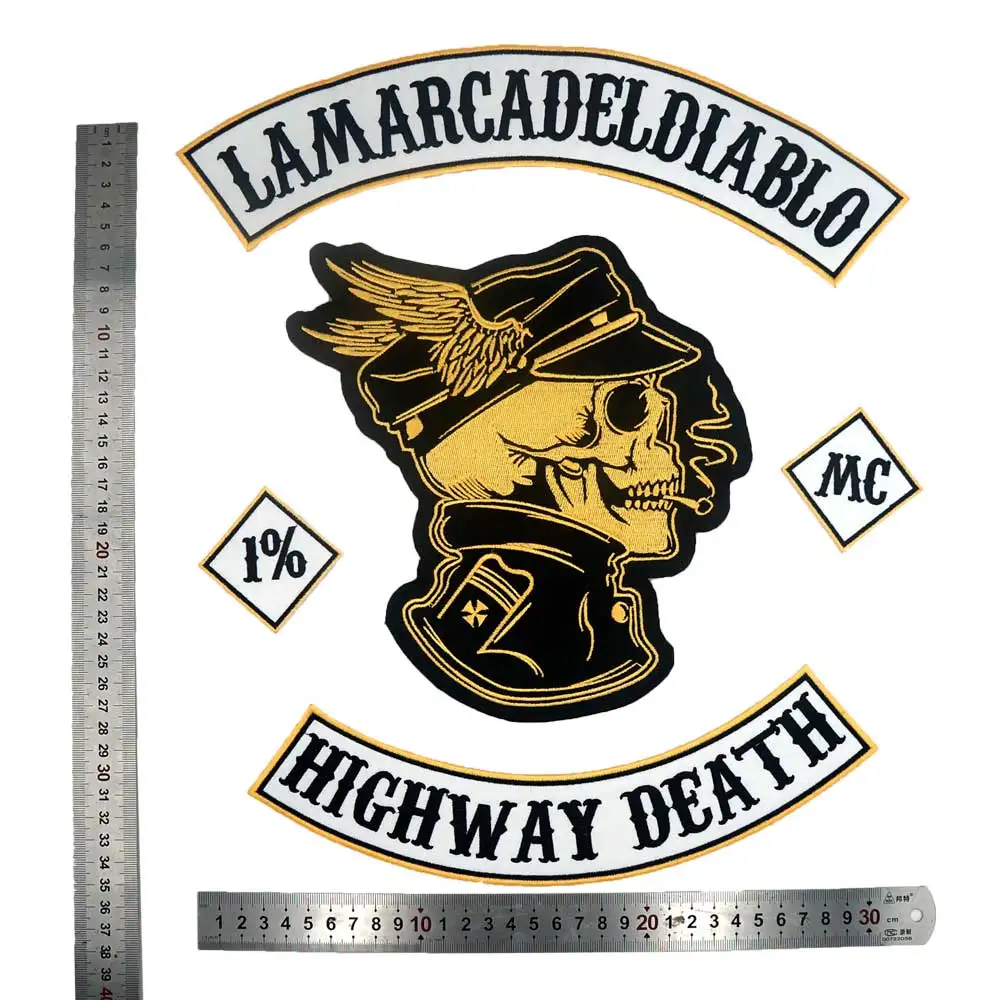 LAMARCADELDIABLO HIGHWAY DEATH вышитая аппликация, этикетка для шитья панк байкерские нашивки 5 шт./лот