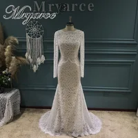 Mryarce 2022 Trending Flexible Long Sleeves Lace Bohemian Wedding Dress Open Back Bridal Gowns 1
