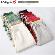 light Cotton Linen Pants for Women Trousers Loose Casual Solid Color Women Harem Pants Plus Size Capri  Summer cargo pants women