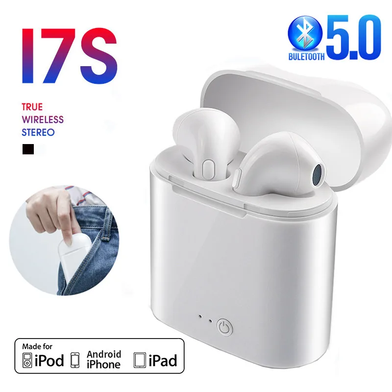 Беспроводные наушники i7s TWS Bluetooth 5 0 стереогарнитура спортивные беспроводные для