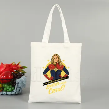 

Captain Marvel Ladies Handbags Cloth Canvas Tote Bag Shopping Travel Women Eco Reusable Shoulder Shopper Bags Bolsas De Tela