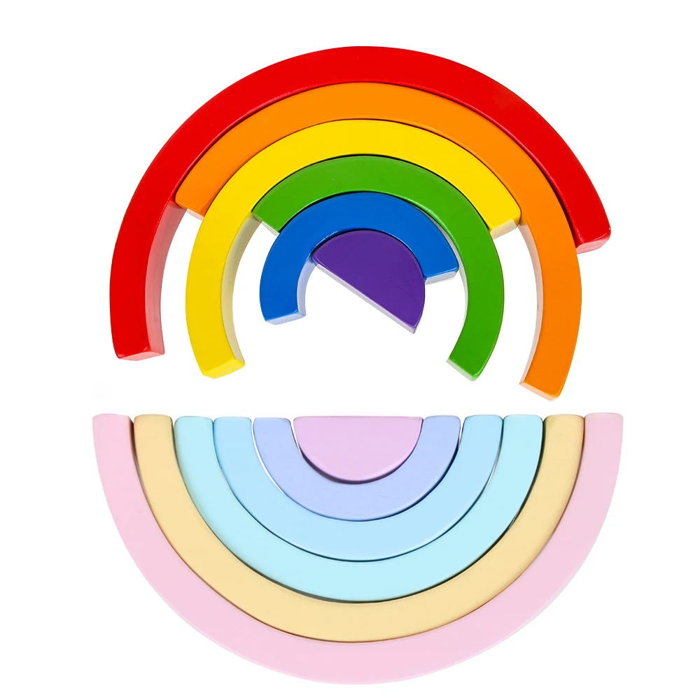 

6Pcs Wooden Rainbow Blocks Kids Building Blocks Children Creative Montessori Educational Toys Nordic Children Stacking Toy Gifts
