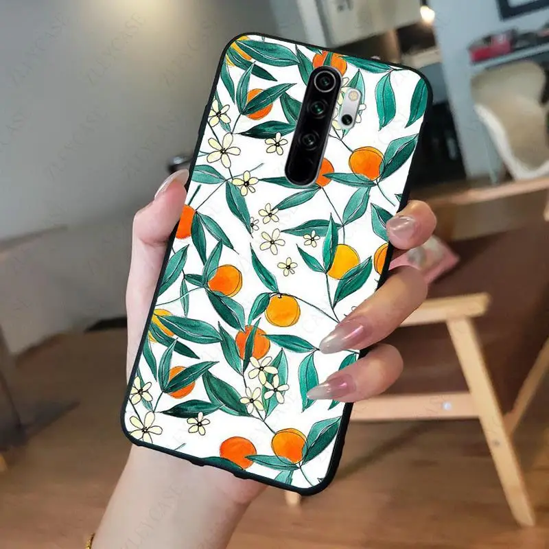 Summer green leaves fruit lemon peach pomegranate grapes Phone Case for redmi note8pro 7 note5 note6pro 7A 8A 8T note9s note9pro xiaomi leather case glass Cases For Xiaomi