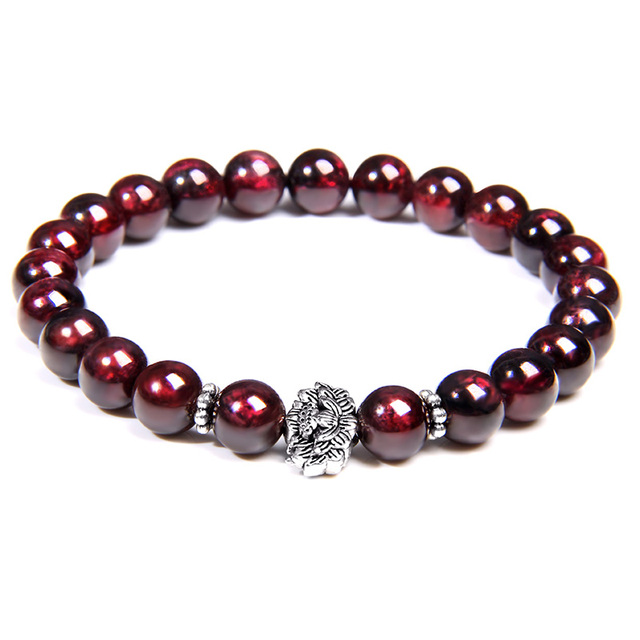 Bracelets Natural Garnet Beads Bracelet For Women Red Stone Bracelet Silver-plated Yoga Balance Pulsera Couples Jewelry Gift