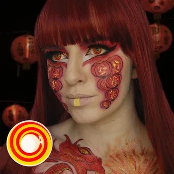 

Halloween Red Yellow Circle Color Contact Lenses Colored Lens for Eye 2pcs/pair