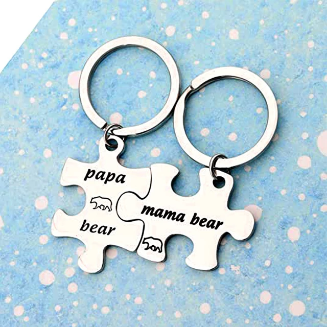 Mama Bear & Papa Bear Couples Leather Keychains – Love Chirp Gifts