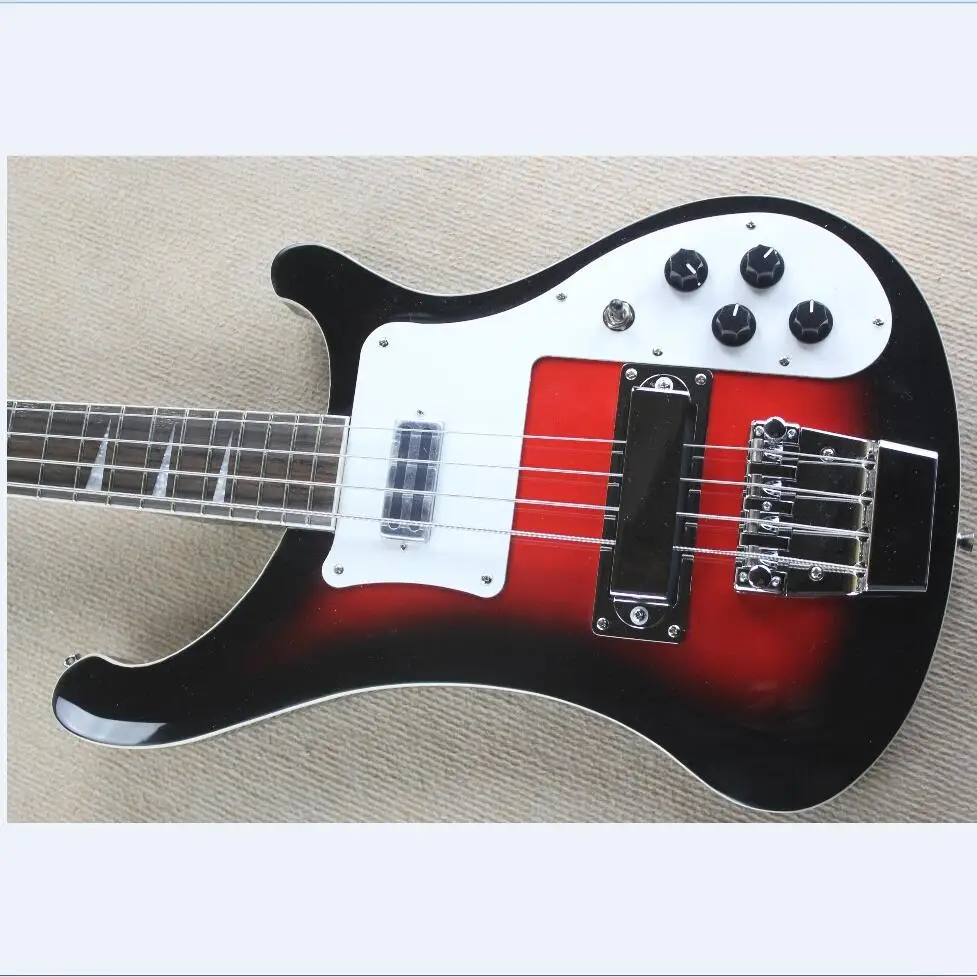 4 струны Rickenback 4003 fireglo электрический бас черный и красный отделка 4 струны Ricken 4003 бас