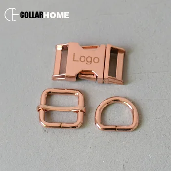 

50 sets engrave logo name ID metal side clasp buckle 25mm D ring adjuster for bag dog pet collar harness DIY sewing accessories