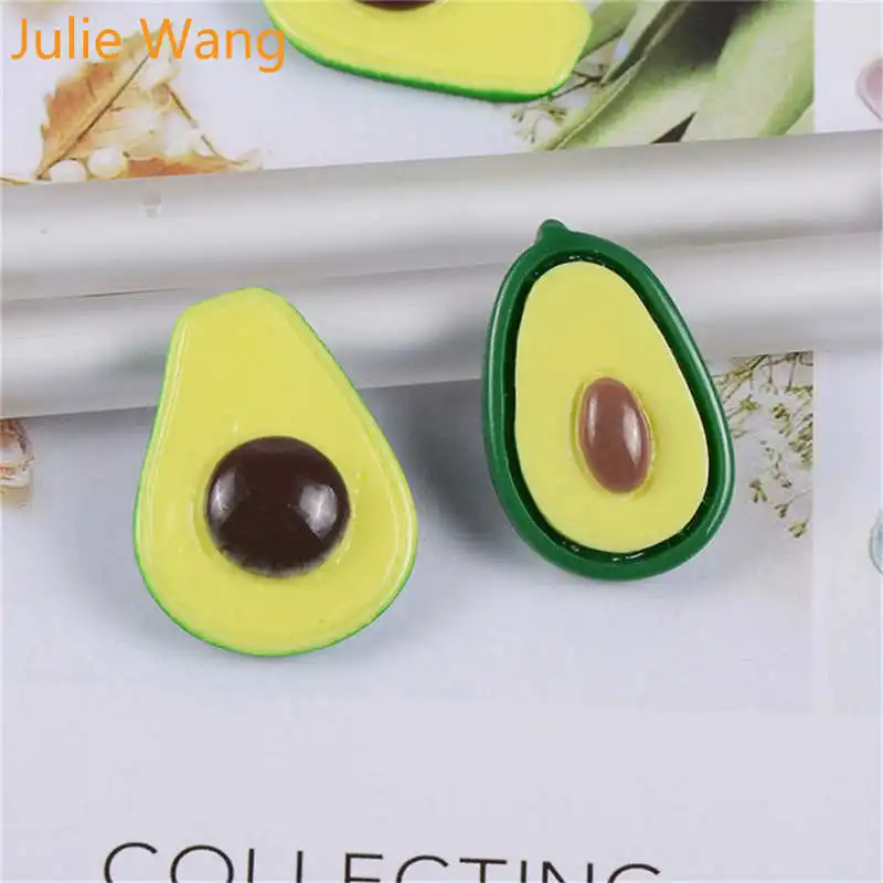 

Julie Wang 20PCS Resin Avocado Charms Artificial Fruit Slime Jewelry Making Accessory Table Decoration Props