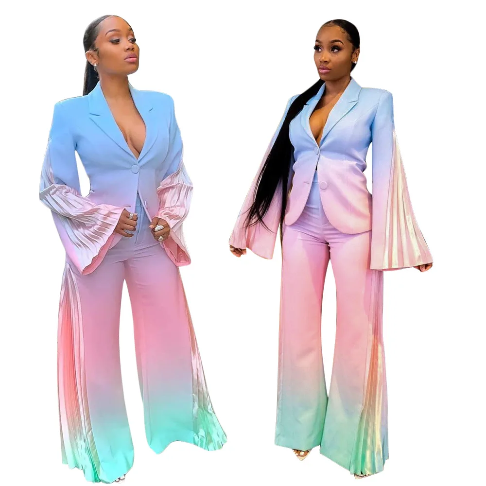 Комплект из 2 предметов Новая африканская одежда Африканский Дашики Дашики модный костюм топ и брюки вечерние размера плюс для леди