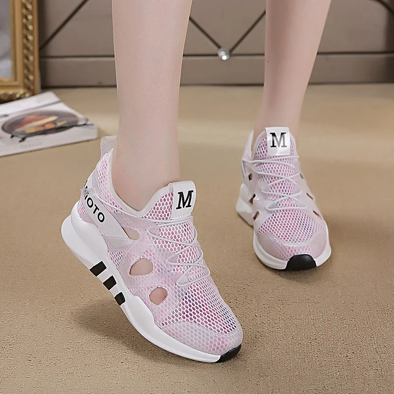 

2019 Summer New Style Lower-cut Casual Shoes Women's Slanted Heel Anti-slip STUDENT'S Shoes Punched Sheet Shoes Soft Bottom Cool