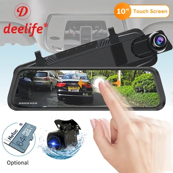

Deelife Mirror Dvr Recorder Dash Cam 10'' Full Screen HD 1080P Car Rear View Mirror Camera with Rearview Video Registrator