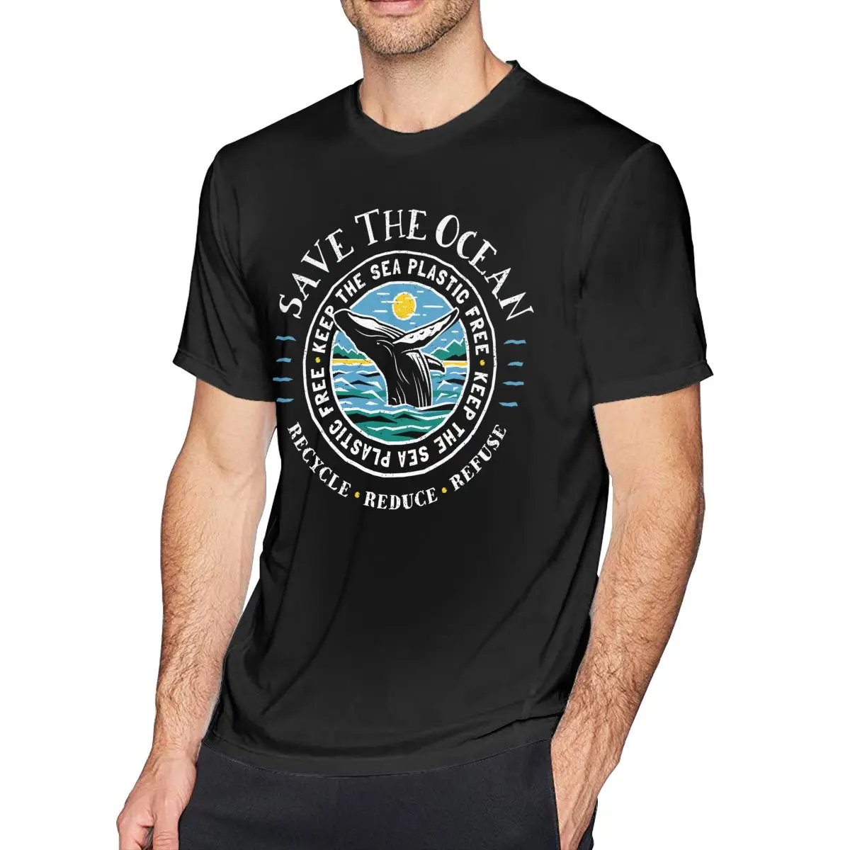 

Save The Ocean T Shirt Keep The Sea Plastic Free T-Shirt Oversized Man Tee Shirt Short-Sleeve Summer Tshirt