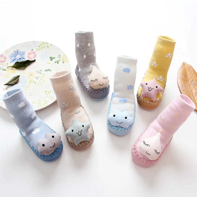 

Spring and autumn new baby socks cartoon with bells baby shoes socks slip toddler soft bottom children floor socks WJH210