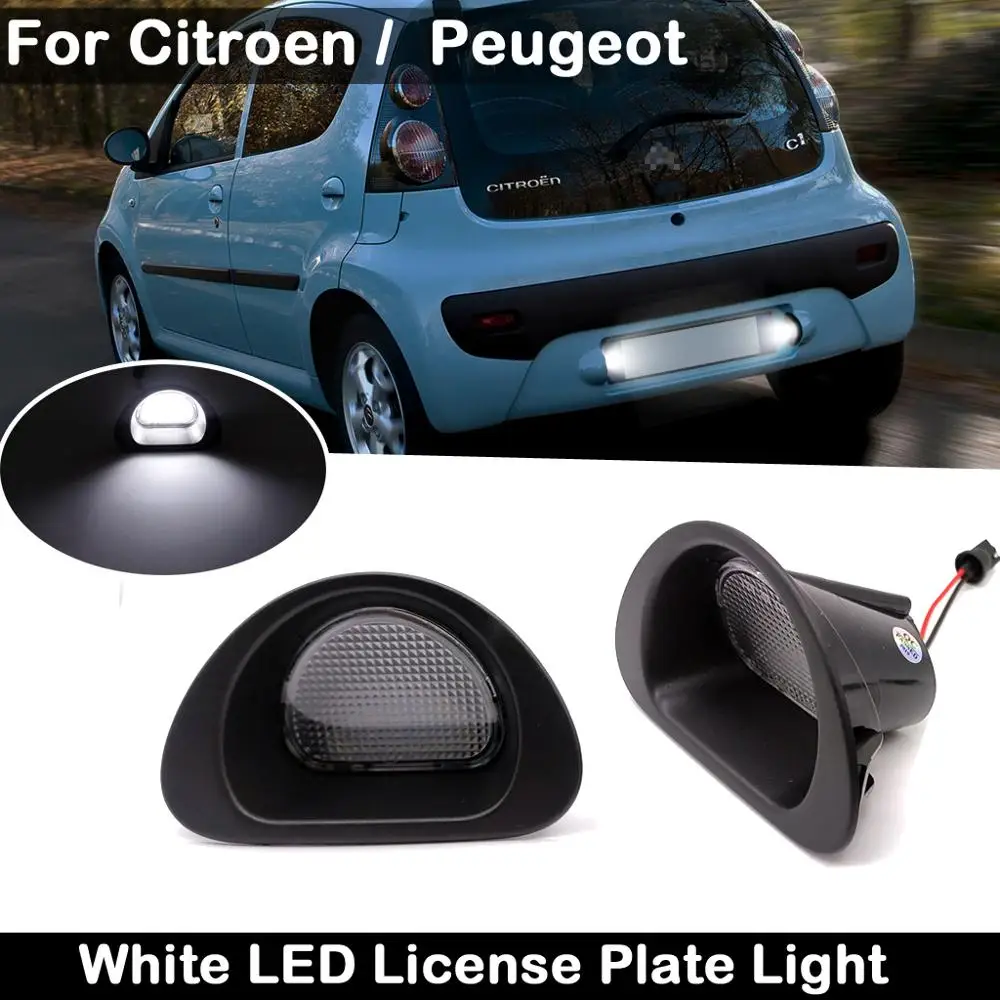 

2 шт. для Citroen C1 2005-2013 для Peugeot 107 2005-2014 Высокое Яркость Белый светодиодный номерной знак светильник номерной знак лампа