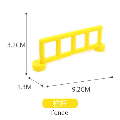 Duplo модель транспортного средства блоки светофоры знак конус забор принадлежности строительные блоки части DIY игрушки развивающие детские подарки - Цвет: yellow fence