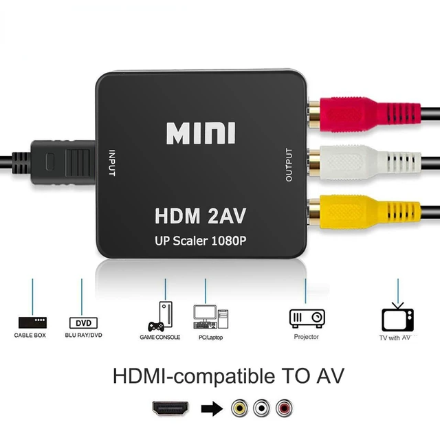 Boîtier de convertisseur vidéo compatible HDMI vers AV, RCA, CVSB L, R,  1080P, HD1080P, adaptateur HDMI