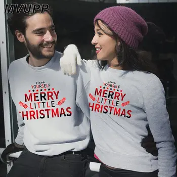 

MVUPP Merry Christmas print family matching sweaters daddy mom couple clothes tops cotton warm winter cartoon lovely sweatshirt