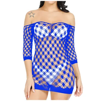 

Fashion Lingerie Femme Sexy Lace Underwear Erotic Fishnet Lenceria Off Shouder Black Sleepwear Dress Baby Doll Teddy#p2