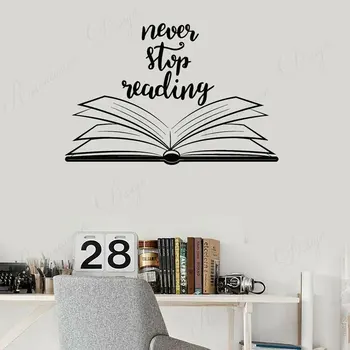 

Never Stop Reading Quote Wall Sticker Vinyl Wall Decal Open Book Reading Room Library Decor Removable Murals Wallpaper 4354