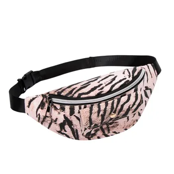 

leopard small Women Double Zipper Shoulders Leopard Waist Pack Letter Purse Mobile Phone Bag convinient portable practical