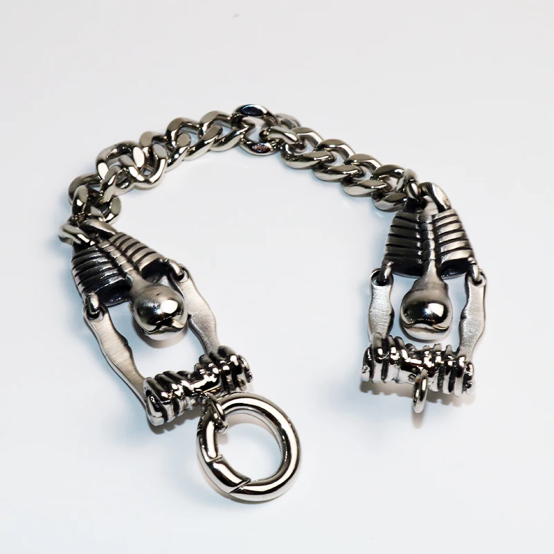 Модный мужской браслет из нержавеющей стали, браслет, простой стиль, кнут, дизайн, Череп, велосипедная цепь, 21 см размер, мужские хип-хоп ювелирные изделия VB799
