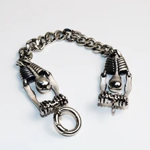Модный мужской браслет из нержавеющей стали, браслет, простой стиль, кнут, дизайн, Череп, велосипедная цепь, 21 см размер, мужские хип-хоп ювелирные изделия VB799
