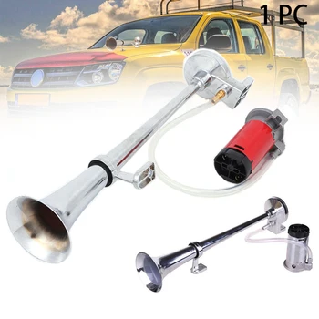 

17inch Car Trumpet Super Loud Universal With Compressor Truck Air Horn Metal Auto 12V 24V Sound Signal Silver Train Boat