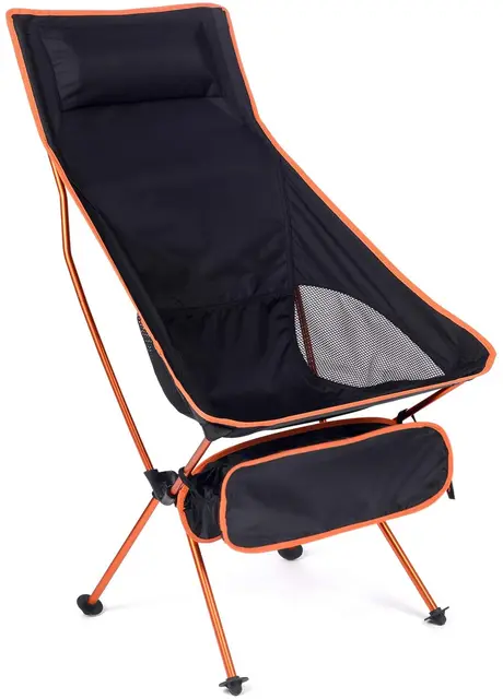 Outdoor Portable Camping Chair Oxford Cloth Folding Lengthen Camping Seat for Fishing BBQ Festival Picnic Beach Ultralight Chair Orange