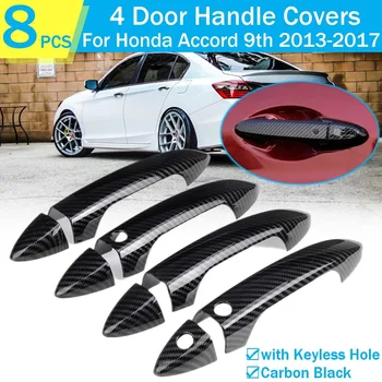 

New 8pcs/Set Car Exterior Door Handle Covers Trim Carbon Black For Honda for Accord 9th 2013 2014 2015 2016 2017 Car Styling