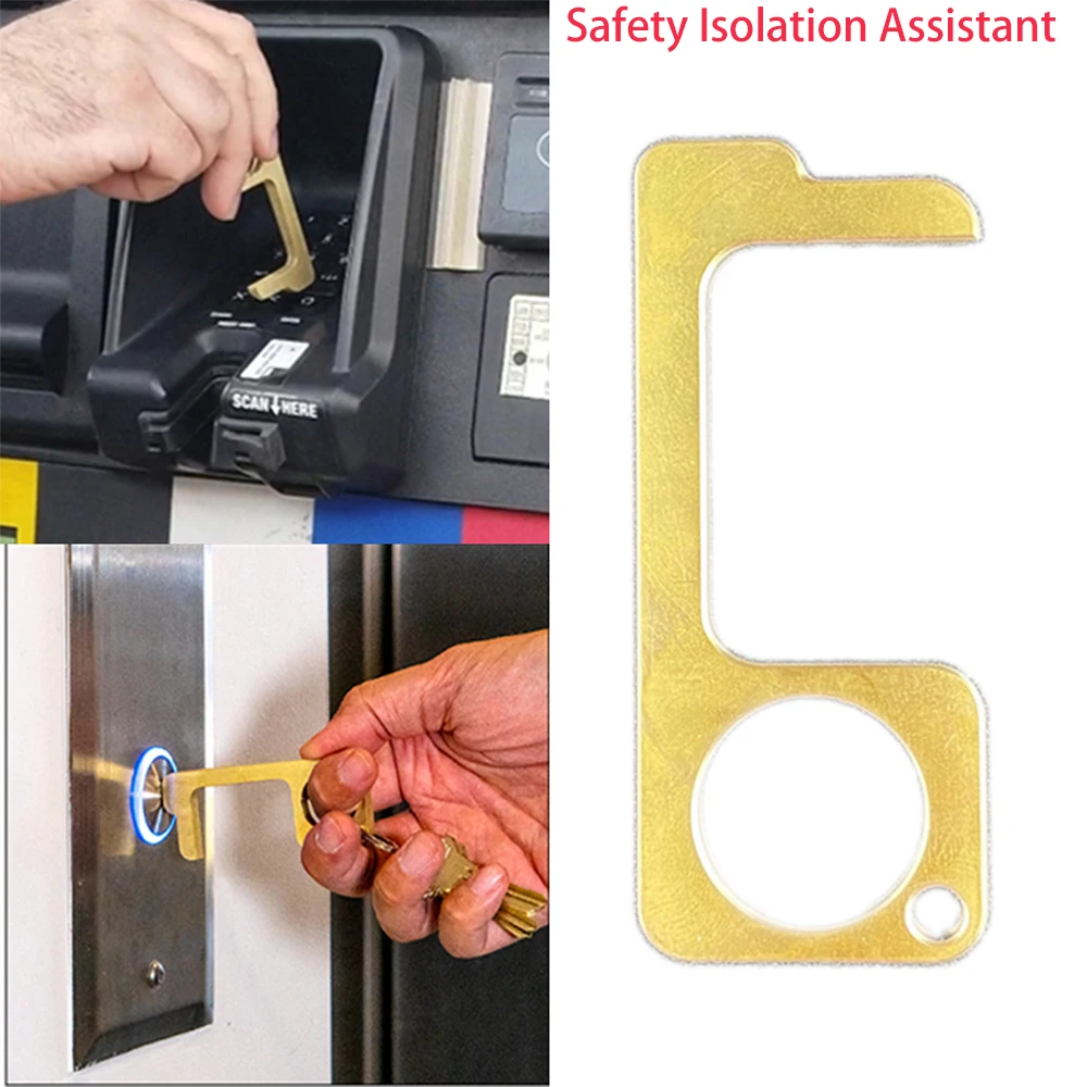 

Key Ring Portable Handle Non Contact Door Elevator Opener Safety Isolation Assistant Material Steel Plated with Copper Keychains