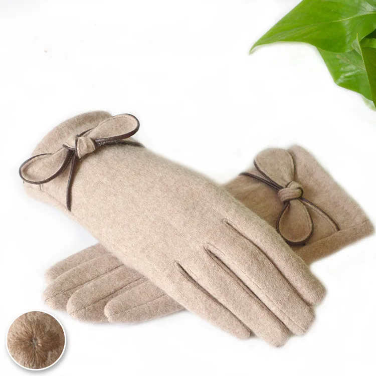 

Ladies' Autumn and Winter Plus Velvet To Keep Warm, Rabbit Velvet Bow Points, Ladies Touch Screen Gloves To Keep Warm In Winter