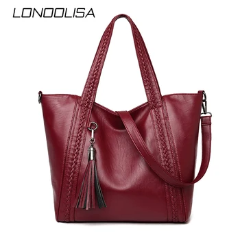 

High Quality Pu Leather Crossbody Bags for Women 2020 Luxury Handbags Fashion Tassel Bag Large Capacity Shoulder Top-handle Bags