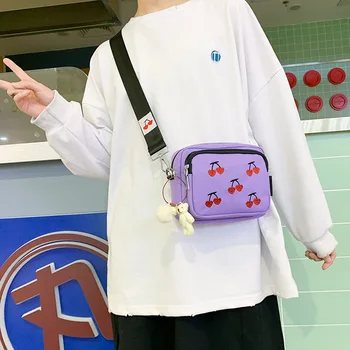 

Small square bag cherry embroidery mini shoulder Bags 2020 New Oxford Summer Travel Crossbody Bags women bag Crossbody Bags