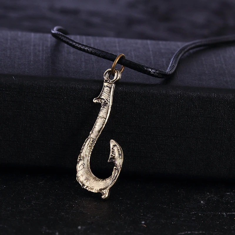Maui's Fish Hook Silver Pendant Necklace Moana Leather Rope Movie Cosplay -  Walmart.com