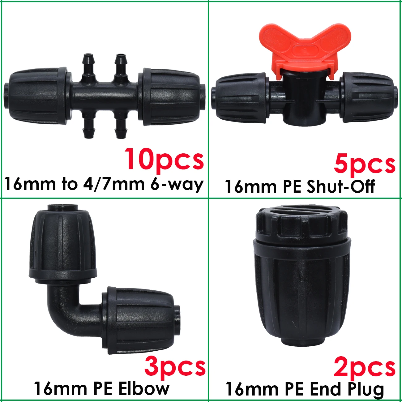 KESLA 1/2''PE Schlauch-Wassertropfbewässerungsanschluss mit Verschlusskappe auf 4/7 mm 16 mm Schlauch-T-Kupplungsadapter, gleicher Endstopfen für den Garten – Detail 4