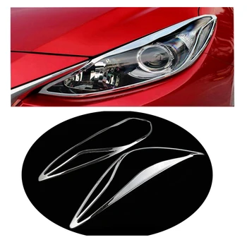 

For Mazda 3 AXELA M3 2014 2015 2016 ABS Chrome Head Front Headlights light Lamps Frame Cover Trim 2pcs Car Styling Accessories