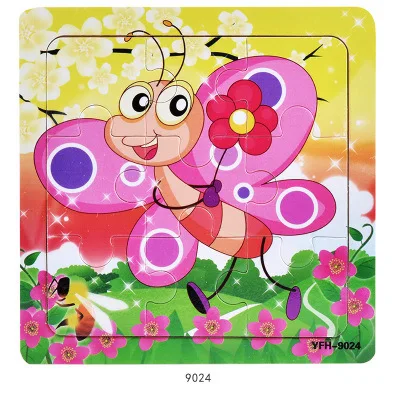 9 PCS Лидер продаж 9/16/20 ломтик детская игрушка-Паззл Животные и транспортного средства деревянные пазлы Детские Ранние обучающие игрушки для детей, подарки - Цвет: 9 PCS
