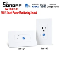 SONOFF IW100/101 Wi-Fi умный мониторинг энергопотребления настенная розетка переключатель ТИП США совместим с Alexa Google home Ewelink