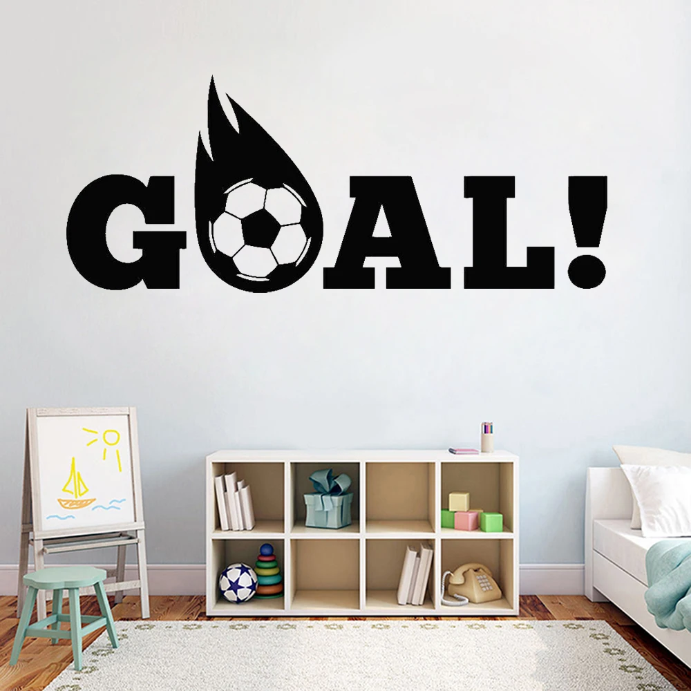Football Sports Vinyl Wall Decal Soccer Goal Inscription Ball Sport