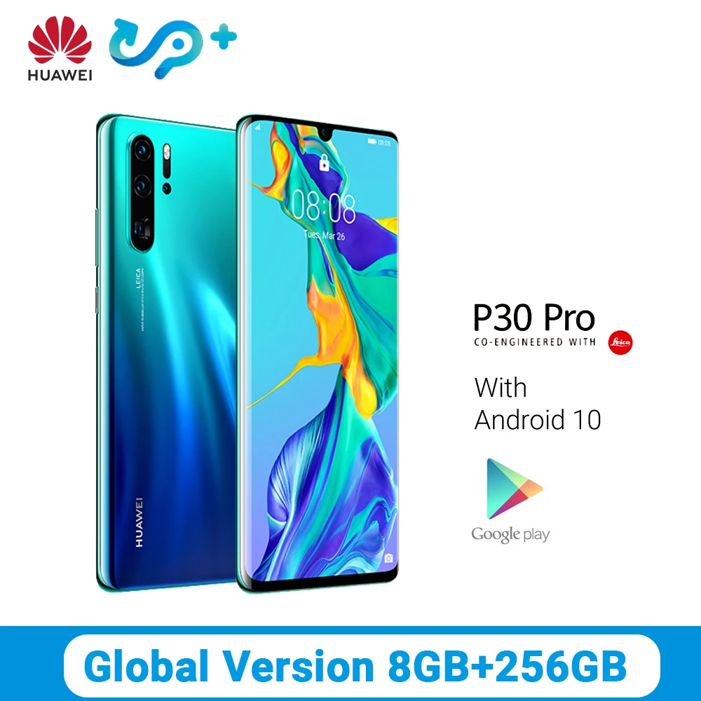 Мобильный телефон huawei P30 Pro, 8 ГБ, 128 ГБ, 6,47 дюймов, OLED экран, Kirin 980, четыре ядра, Android 9,0, NFC, 4200 мАч