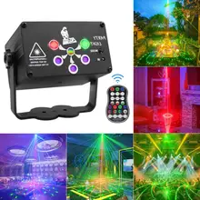 Projecteur Laser LED Rechargeable USB, 120 motifs, lumière RGB UV, son DJ, fête Disco, mariage, anniversaire, noël, maison