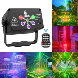 Proyector láser LED con 120 patrones, luz RGB UV, recargable por USB, con sonido para DJ, fiestas, discotecas, bodas, cumpleaños, Navidad y hogar