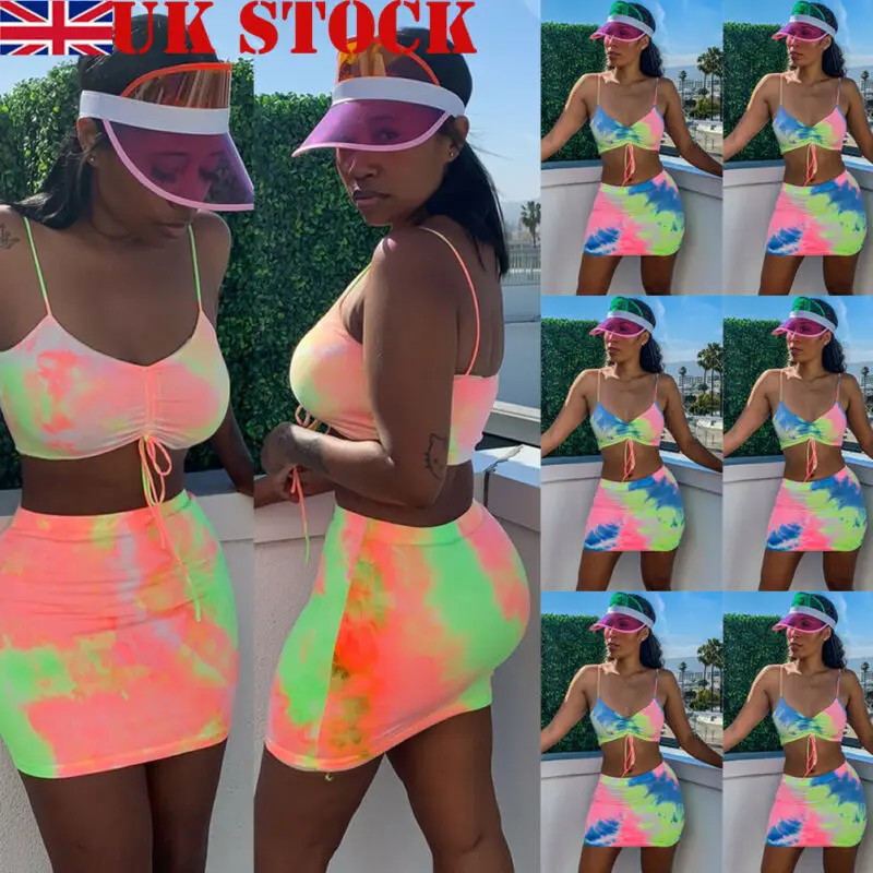 

2019 New Fashion Womens Maxi Skirt Crop Top 2 Piece Set Dress Ladies Bodycon Co ord Knit 6-14
