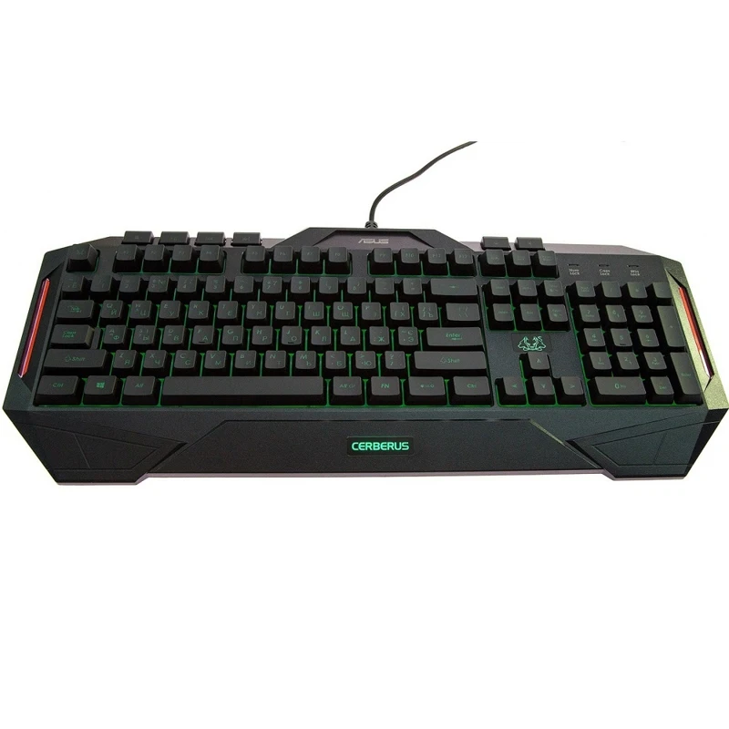 Клавиатура ASUS Cerberus Black 90YH00R1-B2RA00 проводная, мембранная, подсветка клавиш, USB, защита от брызг, цвет: черный