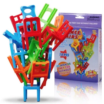 

18 Pcs / Set toy Balance Chairs game Parent-child gathering interactive games DIY Interactive Table Games Balancing Training