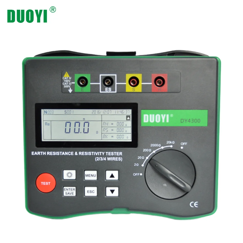 US $159.00 DUOYI DY4300 Digital Earth Tester Ground Resistance Megger Resistance Megohmmeter Soil Resistivity Component Tester 02099k