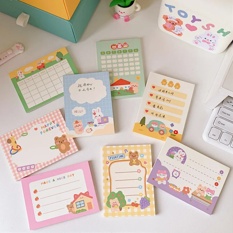 Cartoon Cute Animals Memo Pad 50 Sheets Student Notes school Stationery Weekly Planner Stickers To Do List Kawaii Mini Notepad